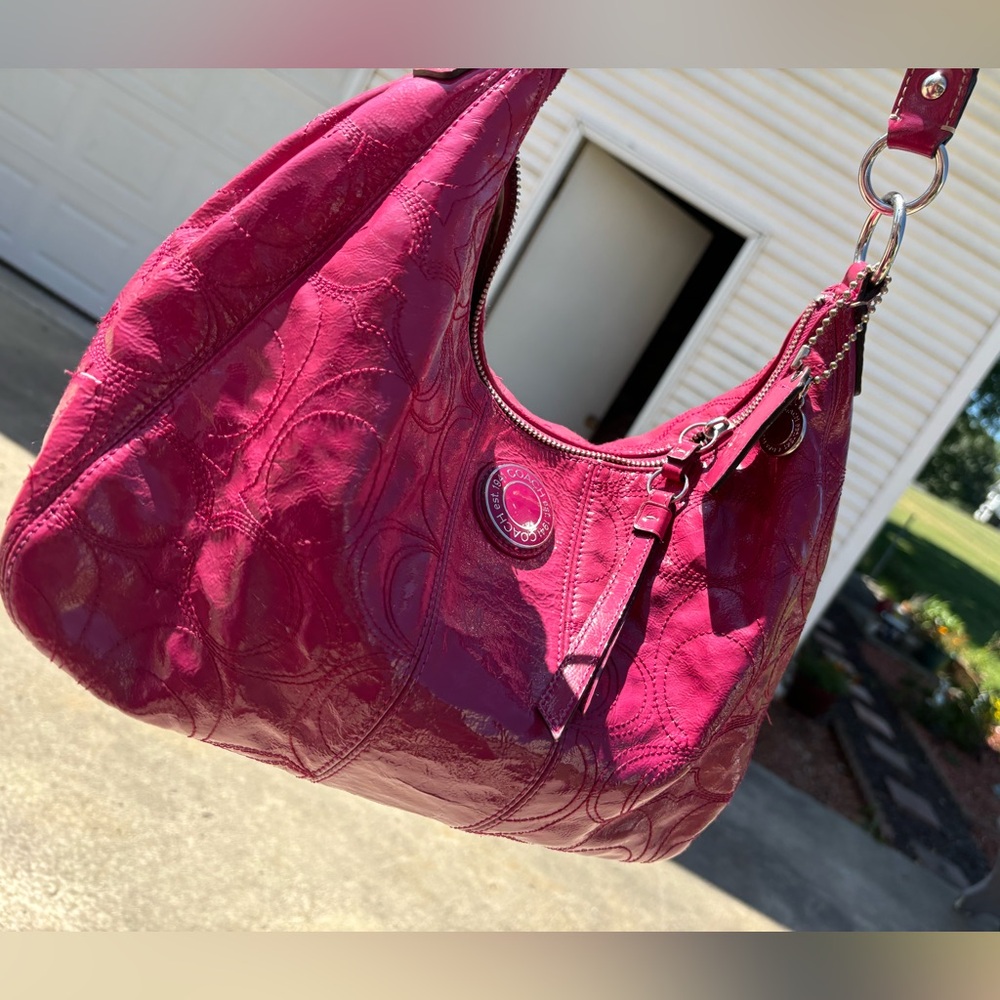 Pink patent leather coach bag
